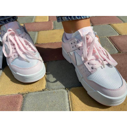 Жіночі кросівки NIKE DUNK, натуральна шкіра, білі з рожевими вставками